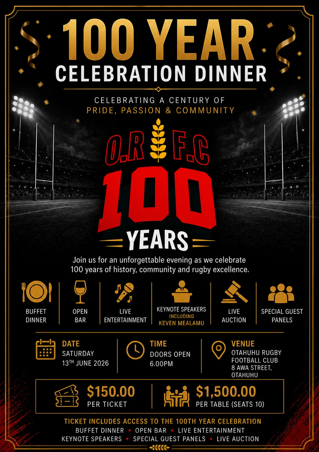 Otahuhu Rugby Football Club 100th Year Celebration — Auckland